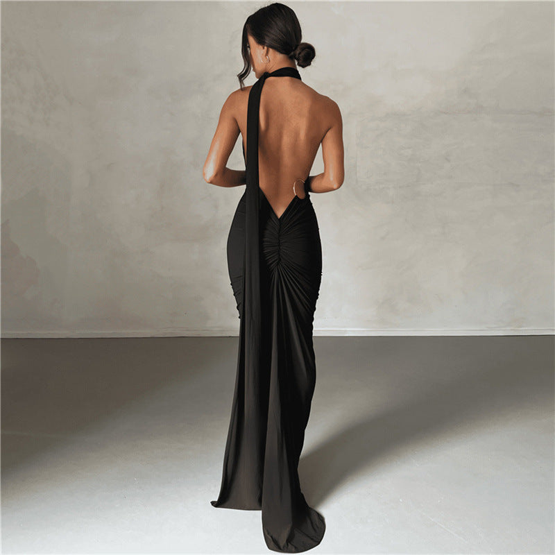 Women's Fashion Elegant Halter Sheath Slim Dress