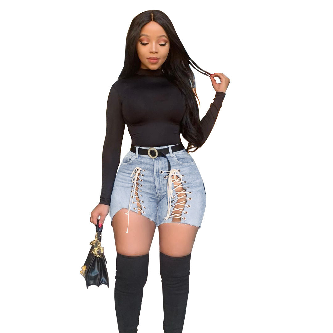 Women'S Fashion Personalized Strapping Jeans Shorts