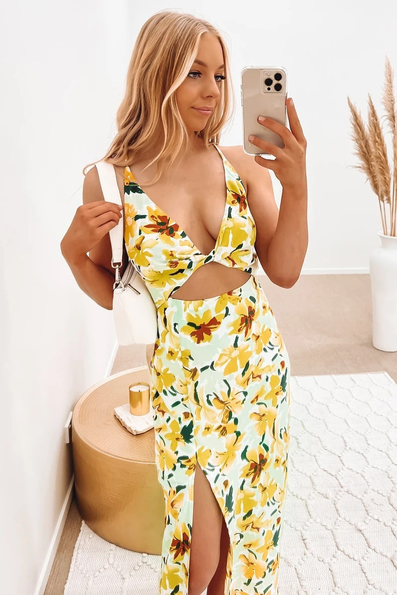 Fashion Simple Women's Sling Floral Dress