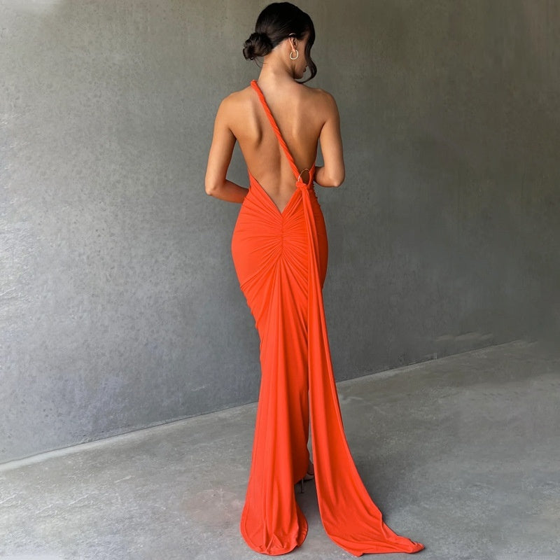 Women's Fashion Elegant Halter Sheath Slim Dress
