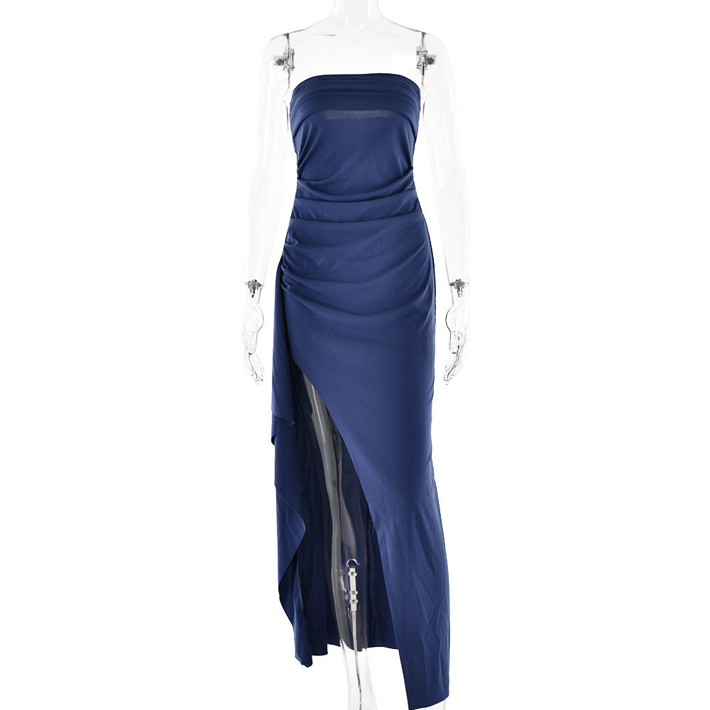 Fashionable summer strapless long dress