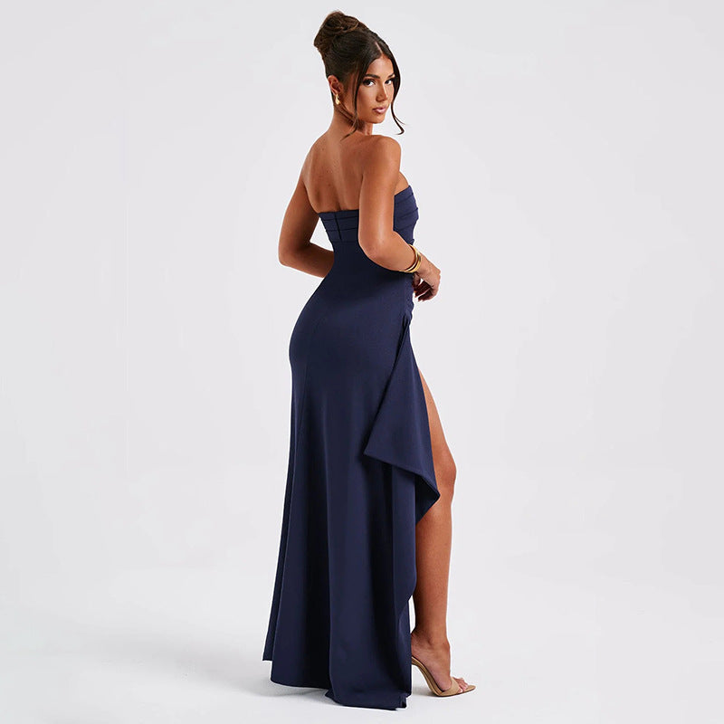 Fashionable summer strapless long dress
