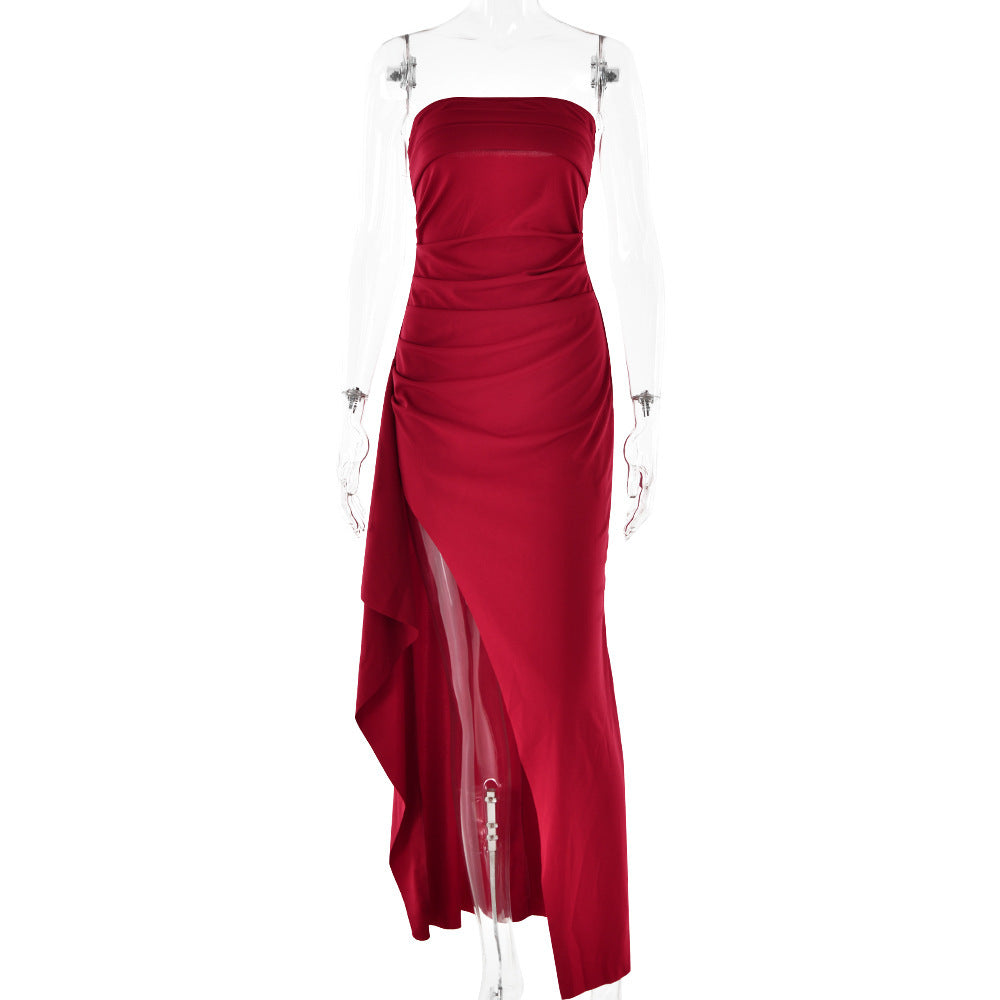 Fashionable summer strapless long dress