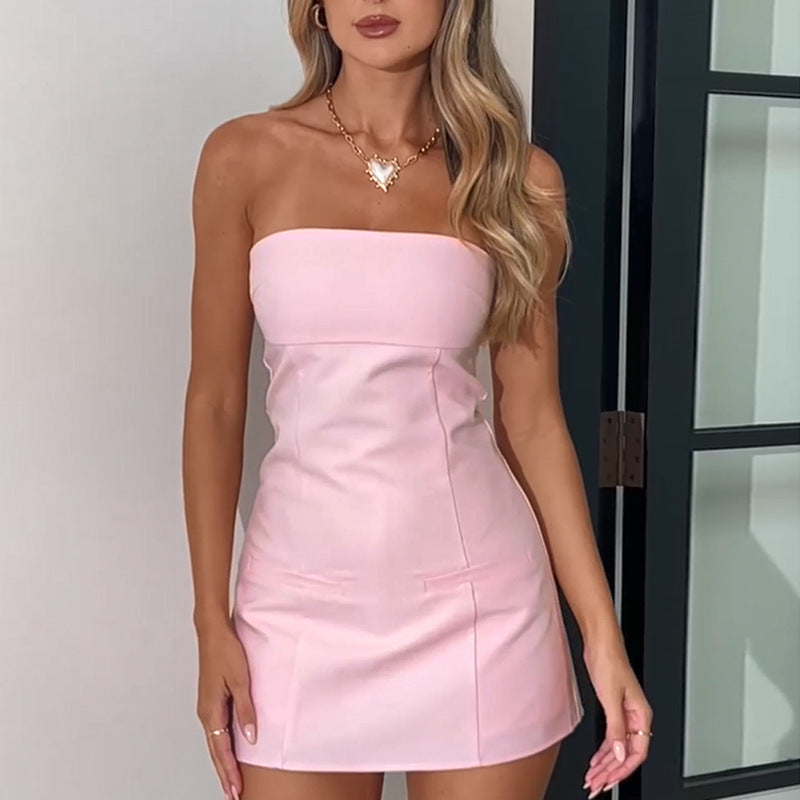 Short strapless evening dress in black