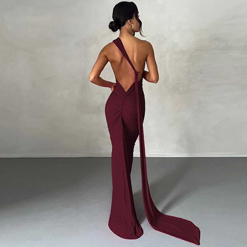 Women's Fashion Elegant Halter Sheath Slim Dress
