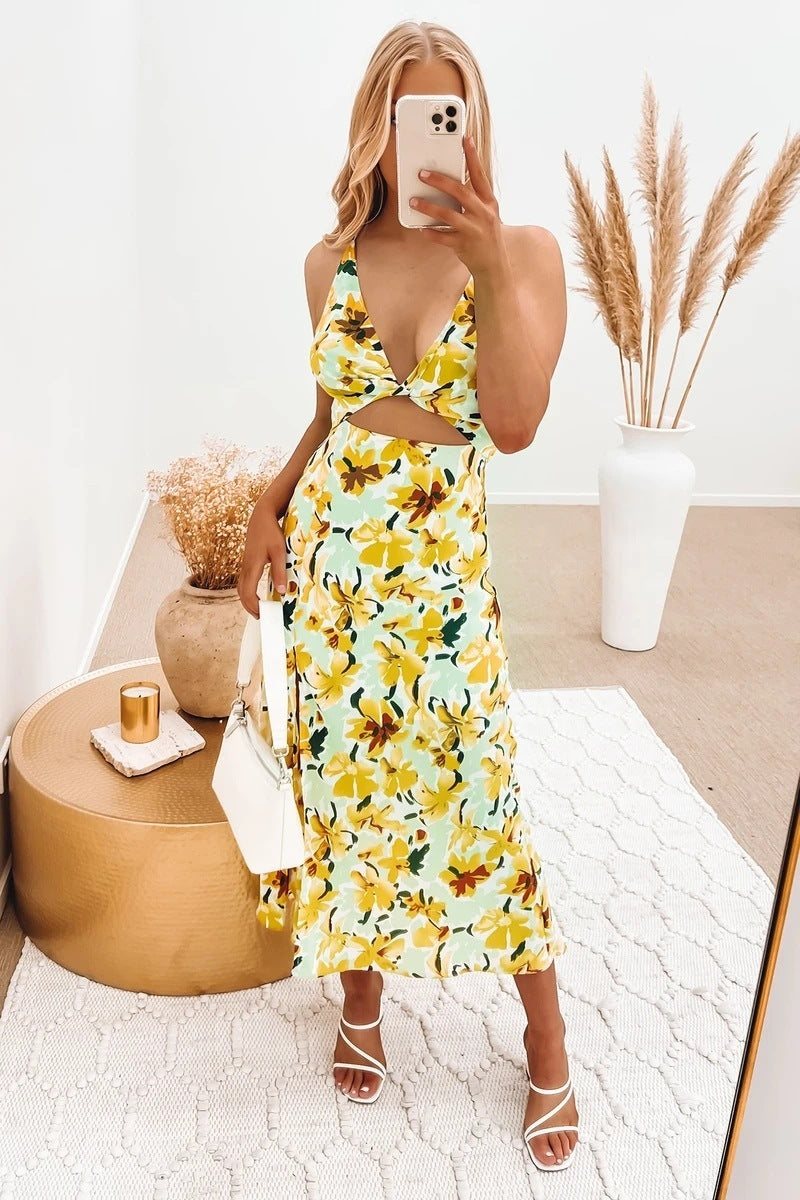 Fashion Simple Women's Sling Floral Dress