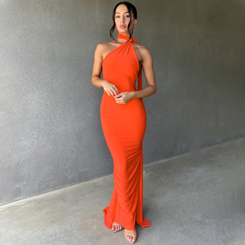 Women's Fashion Elegant Halter Sheath Slim Dress