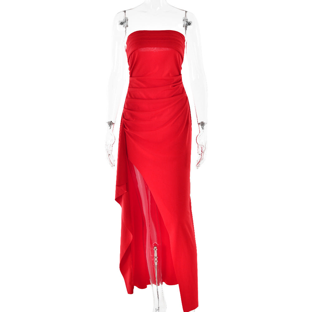 Fashionable summer strapless long dress