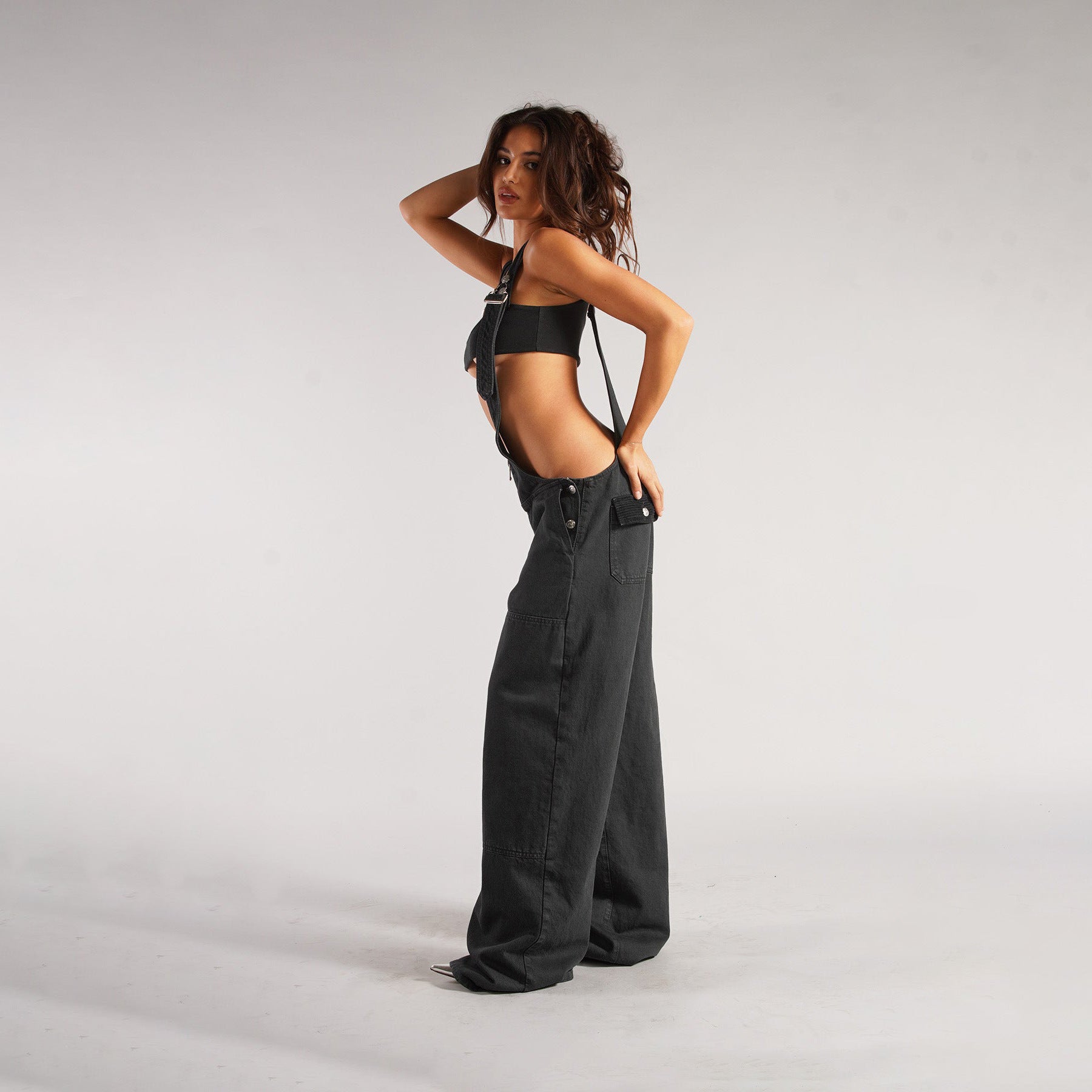 Y2K Zipper Denim Overalls With Pockets
