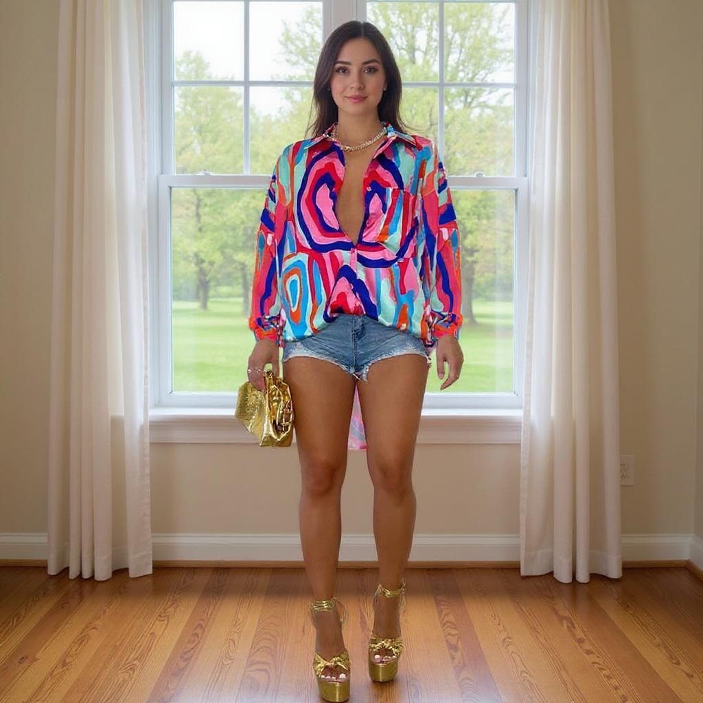 Fashion Printing Front Short Back Long Reflective Shirt Dress