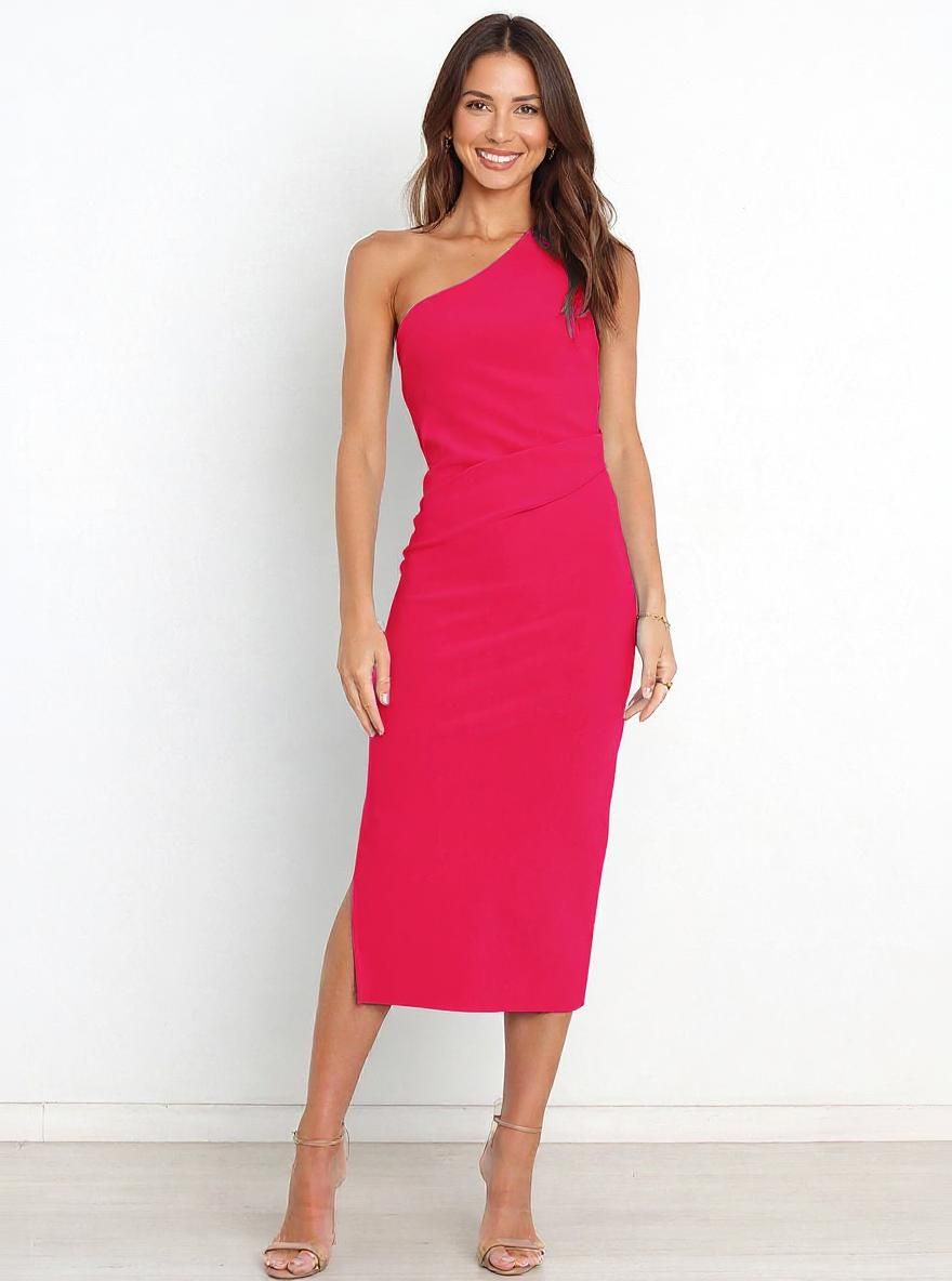One-shoulder Vest Pleated Dress Women